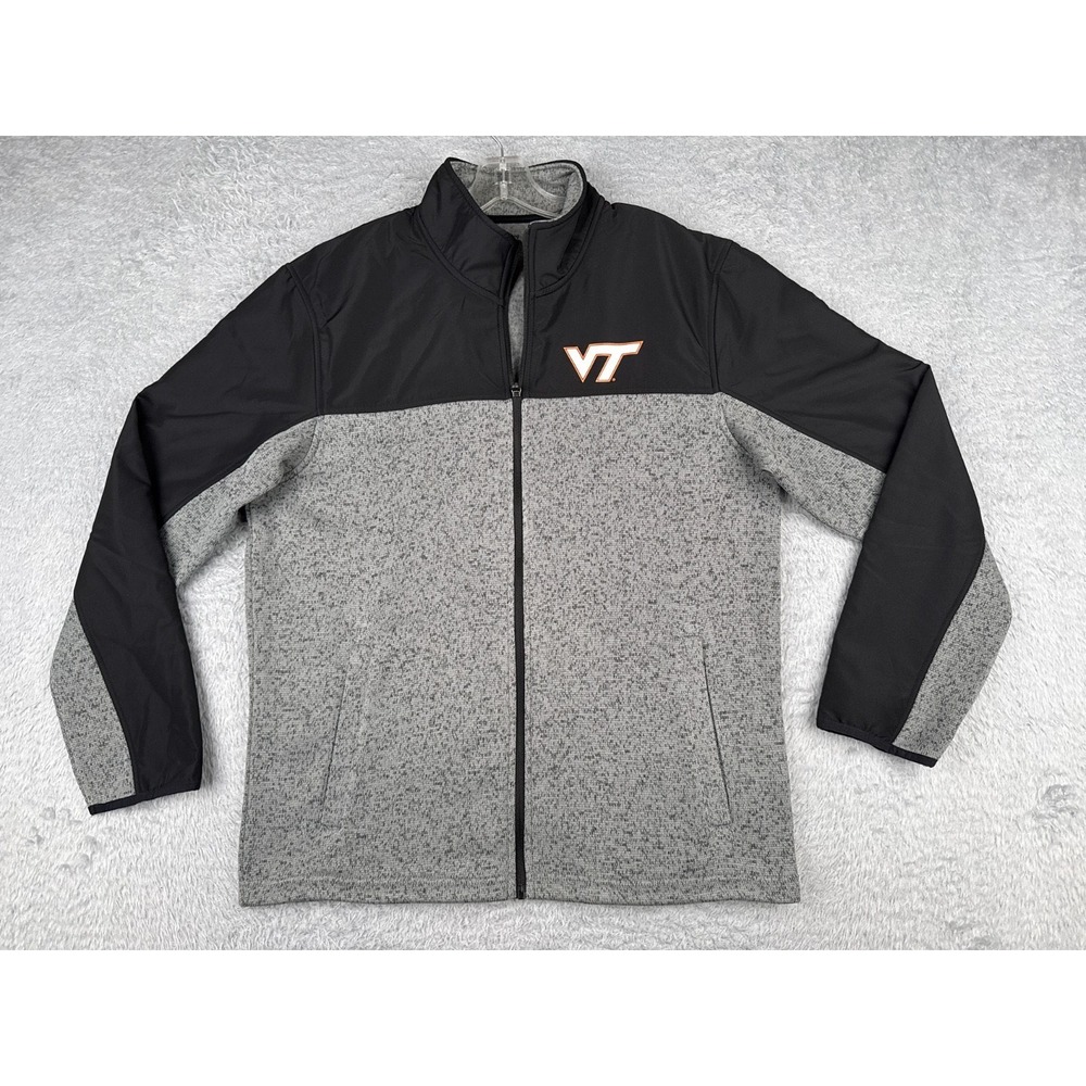 Virginia Tech Hokies Mens Fleece Full Zip Jacket‎ Black Gray VT Outerwear 2XL
